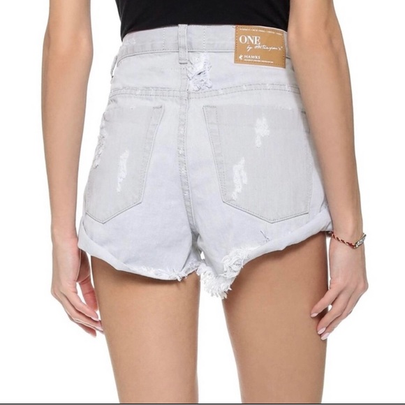ONE TEASPOON Hawks Shorts Relaxed Fit Distressed Ice Grey - Picture 4 of 16